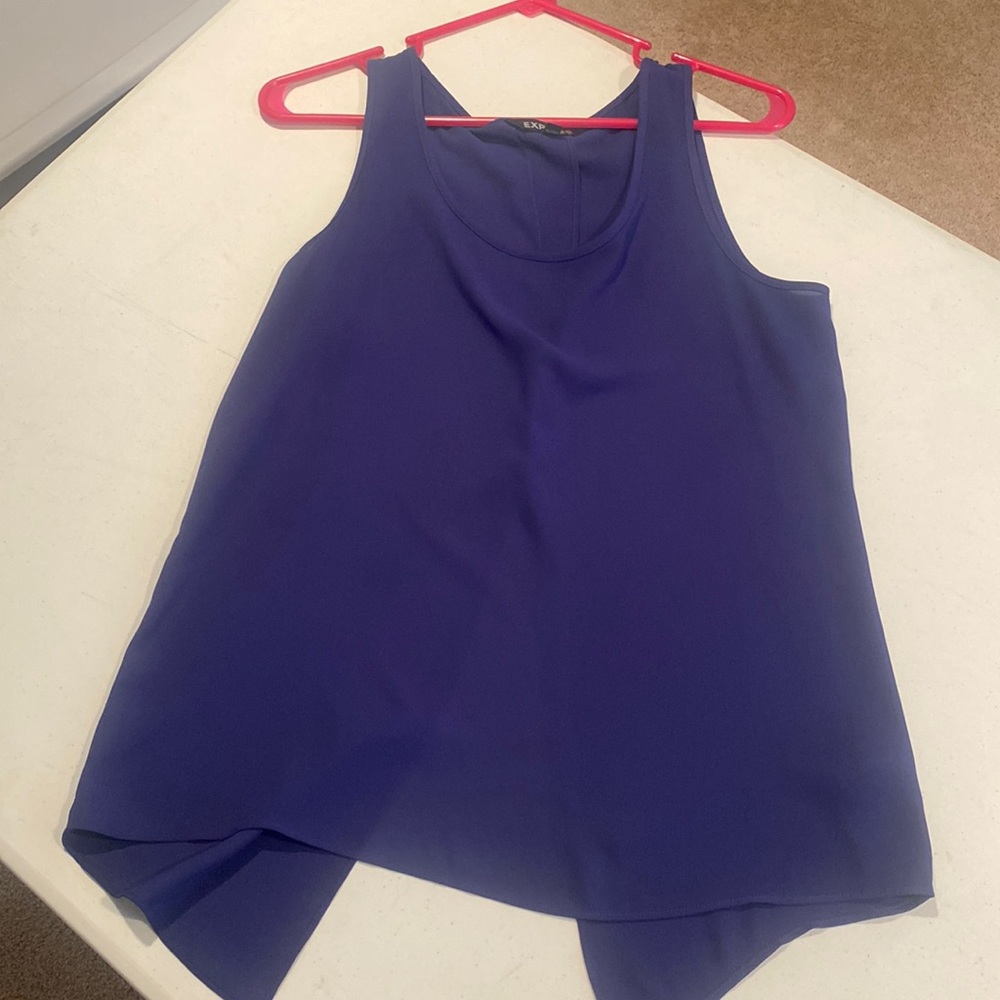 Express purple tank blouse with split in back